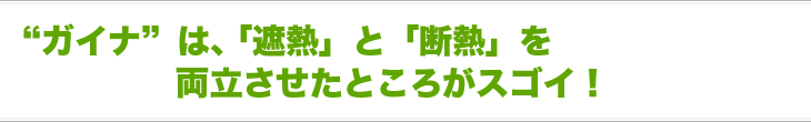 “ガイナ”は、「遮熱」と「断熱」を両立させたところがスゴイ！